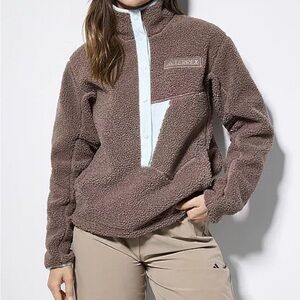 Women's Adidas Terrex Brown Sherpa Fleece Pullover Jacket